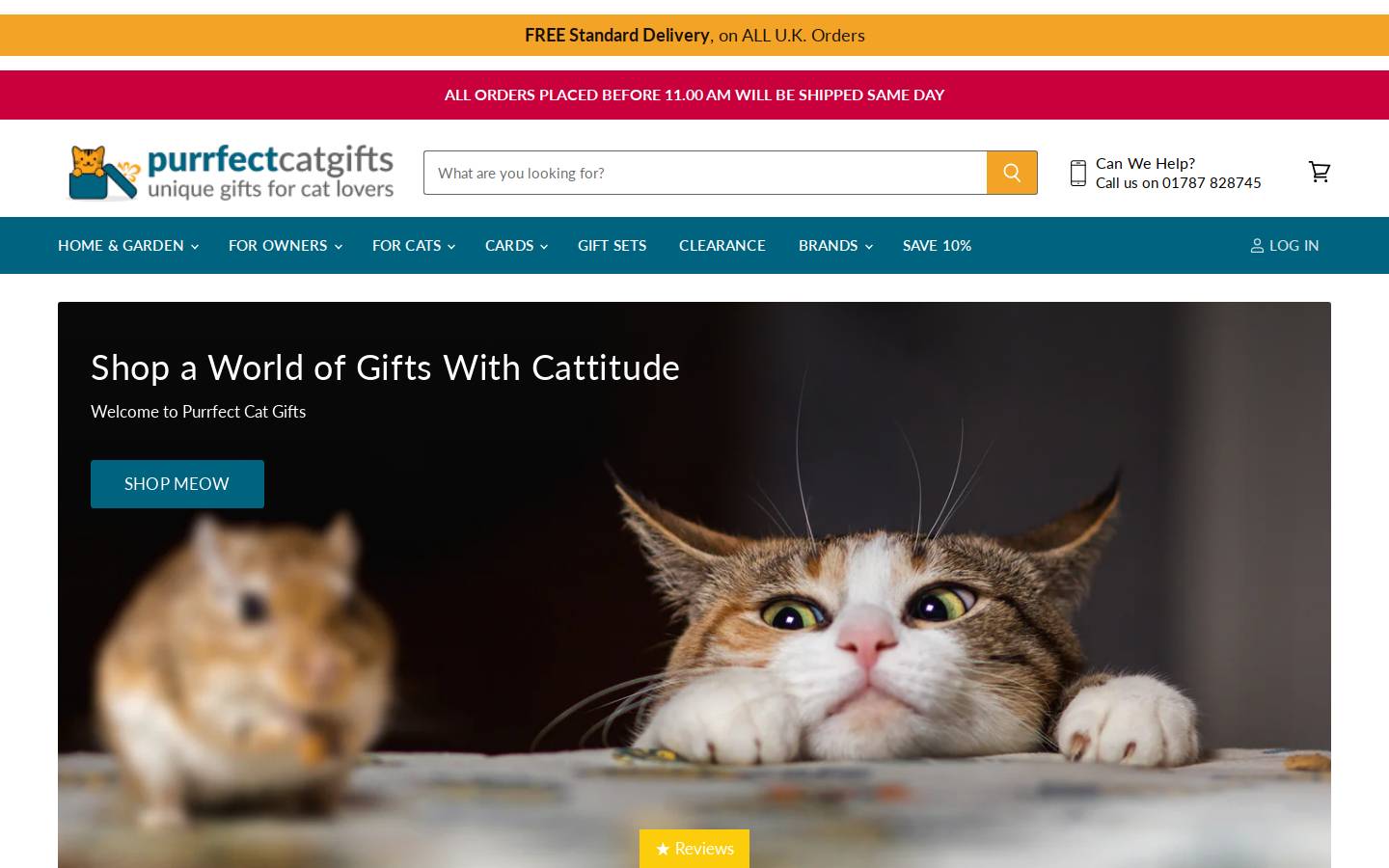 Purrfect Cat Gifts homepage screenshot