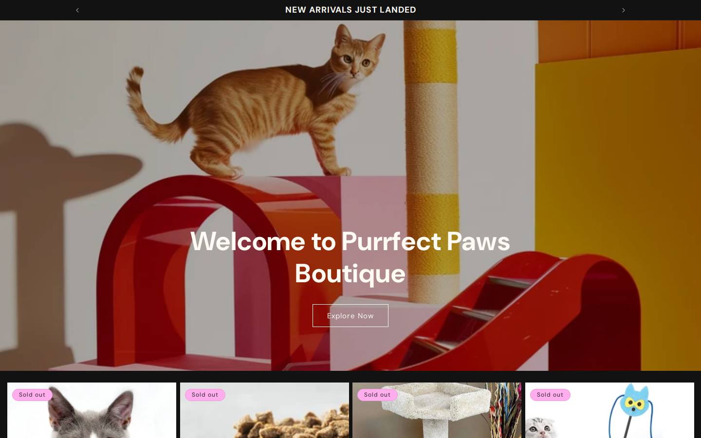 purrfectpawsboutique.com homepage screenshot