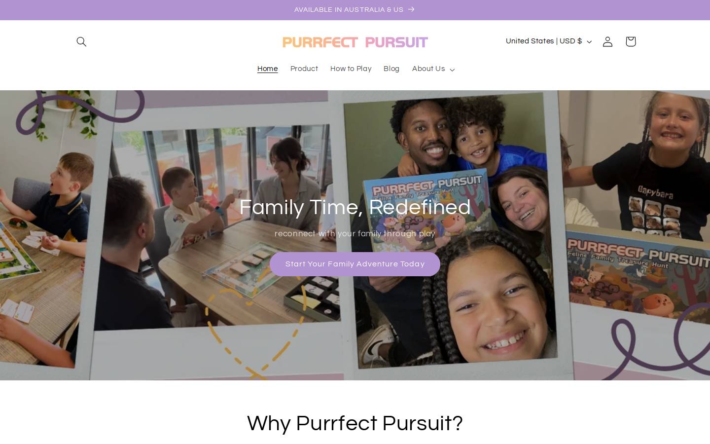 purrfectpursuit.com homepage screenshot