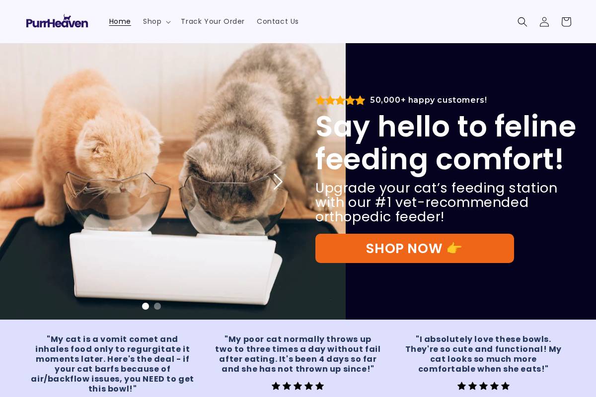 purrheaven.com homepage screenshot
