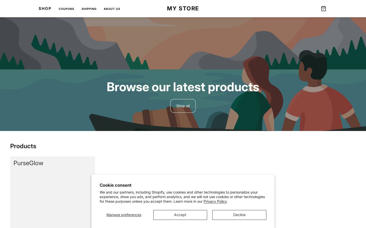 purseglow.store homepage screenshot