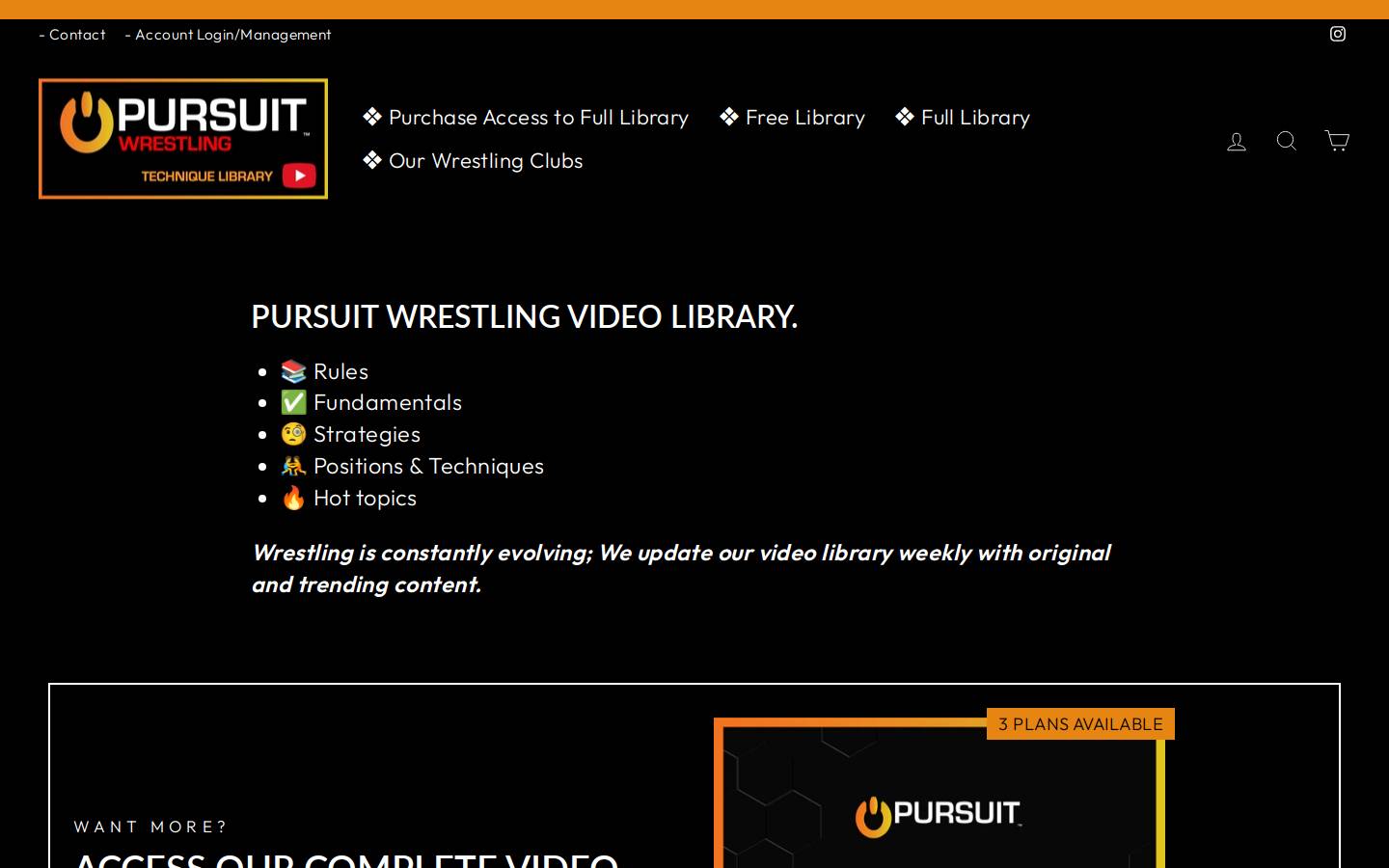 pursuitwrestling-library.com homepage screenshot