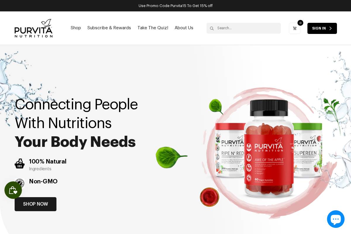 purvitanutrition.com homepage screenshot