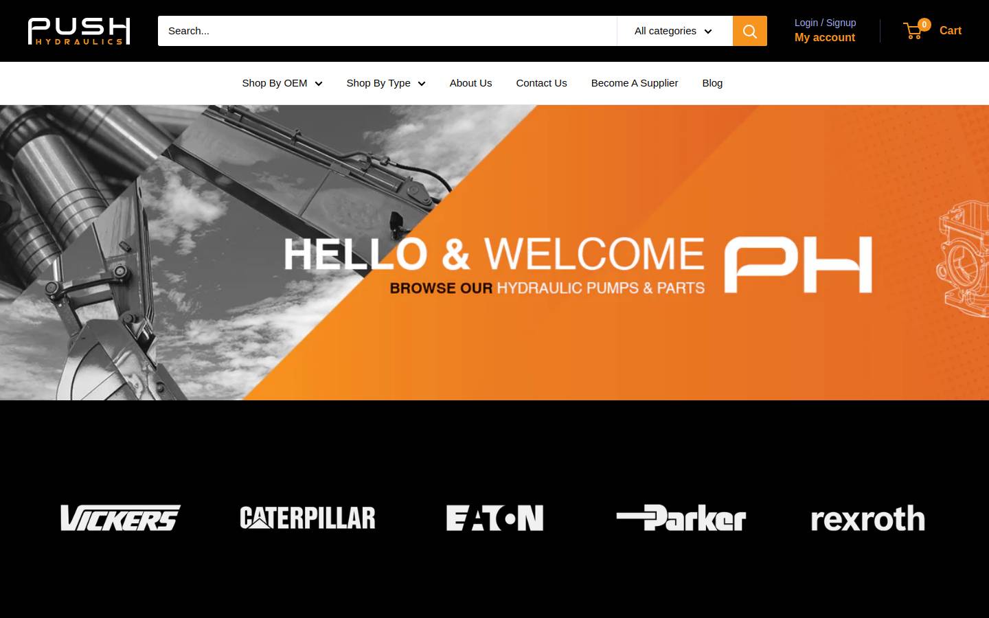 pushhydraulics.com homepage screenshot
