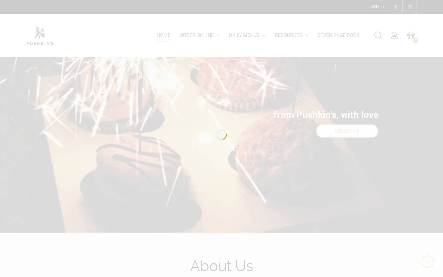 pushkinsbakery.com homepage screenshot