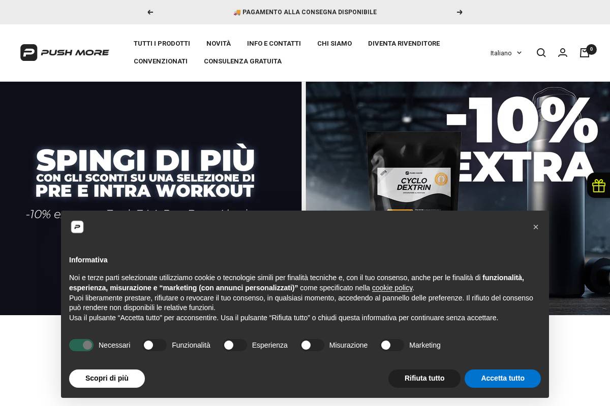 Push More Integratori homepage screenshot