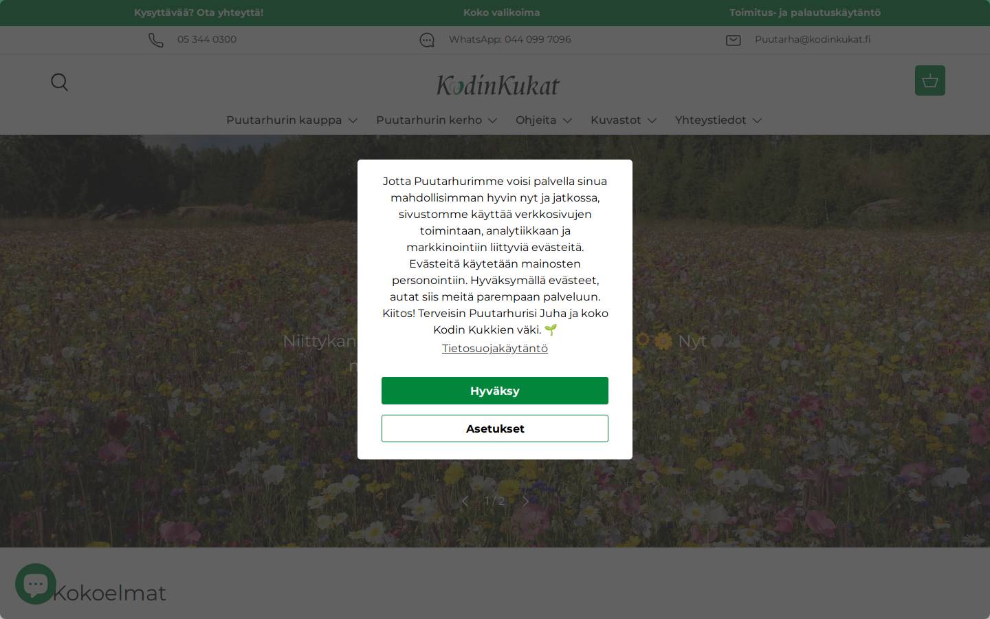 KodinKukat Ky homepage screenshot