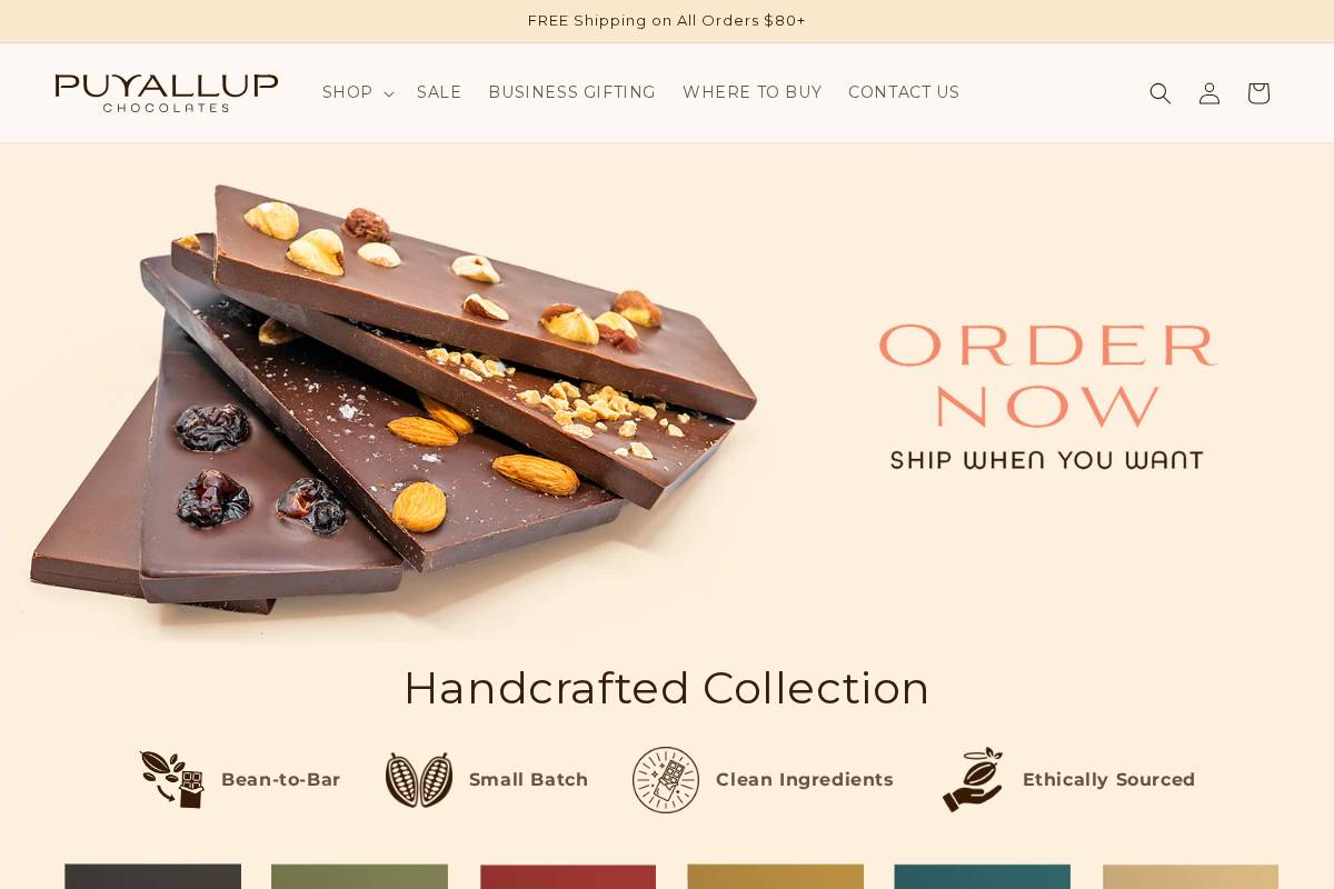 puyallupchocolates.com homepage screenshot
