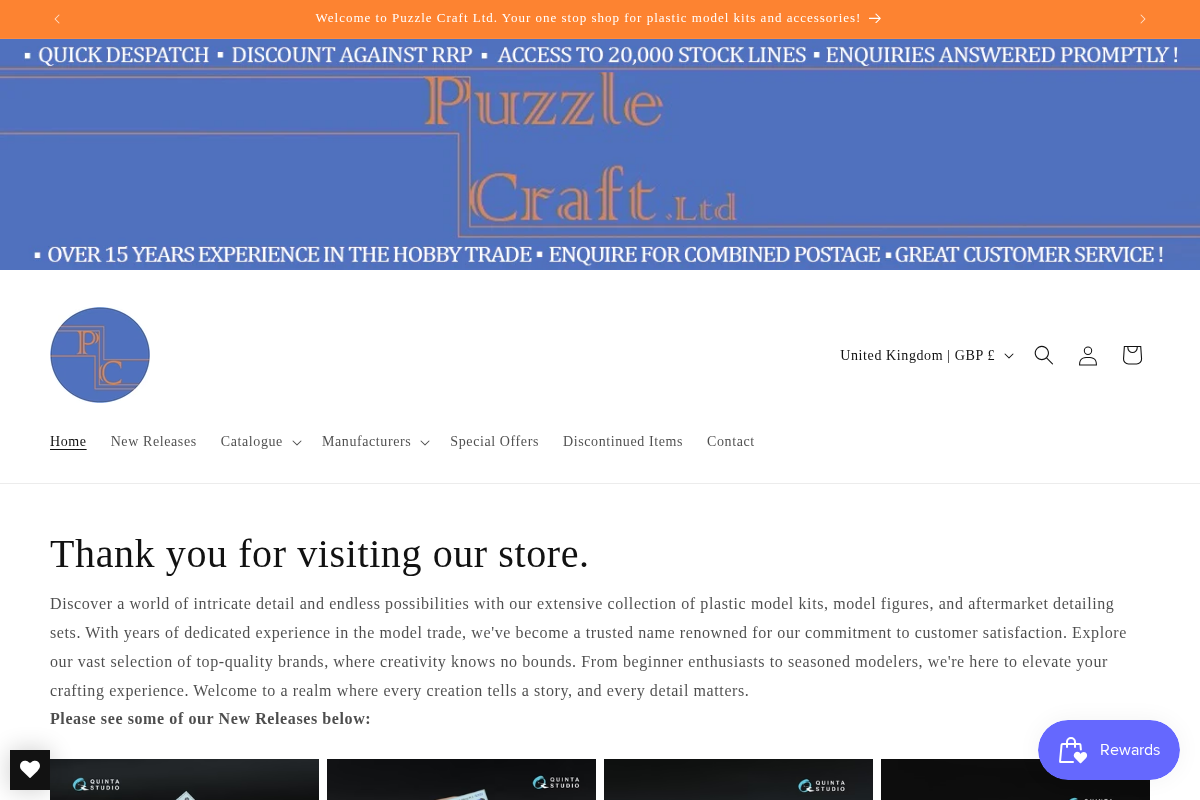 puzzlecraftltd.com homepage screenshot