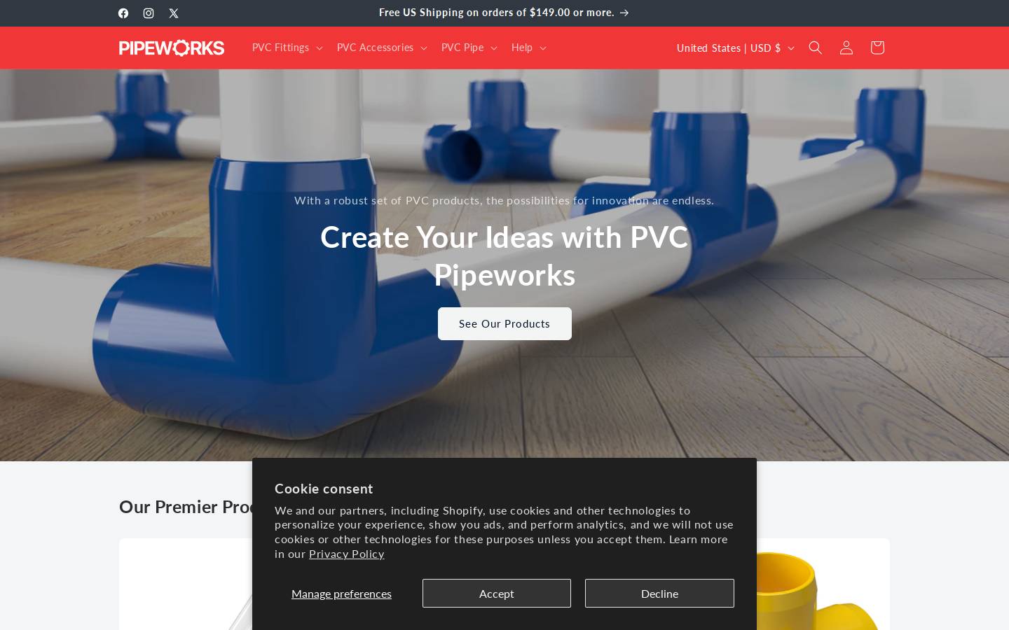 pvcpipeworks.com homepage screenshot