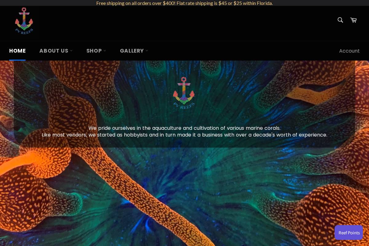 pvreefs.com homepage screenshot