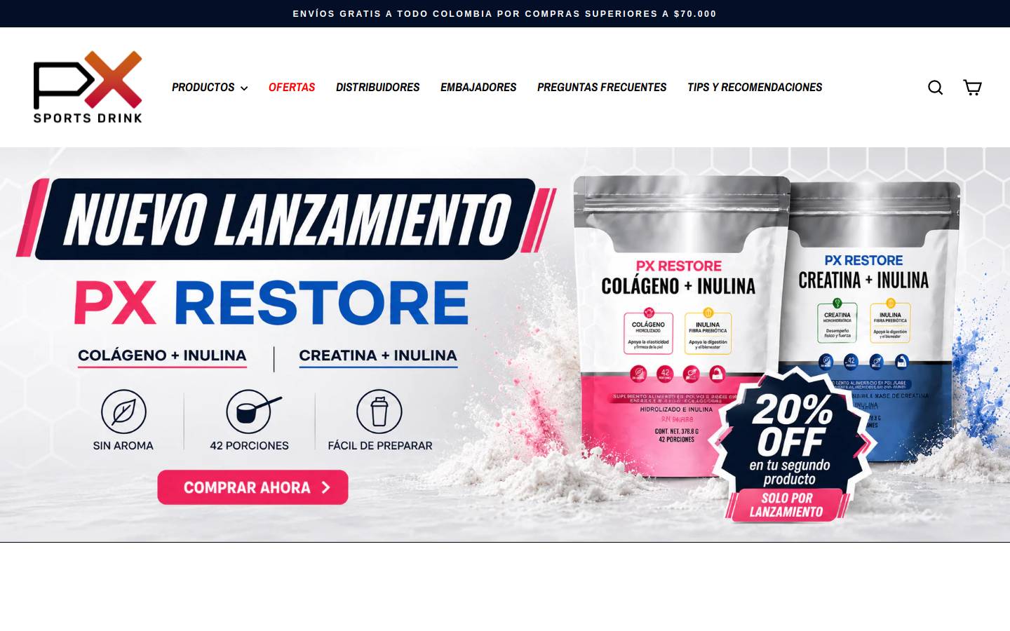 PX SPORTS DRINK  homepage screenshot