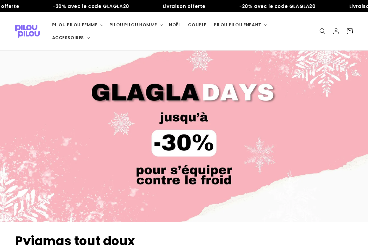 Pyjama Pilou Pilou homepage screenshot