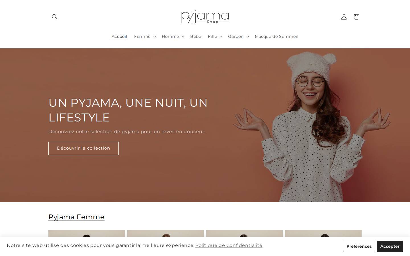 pyjama-shop.com homepage screenshot
