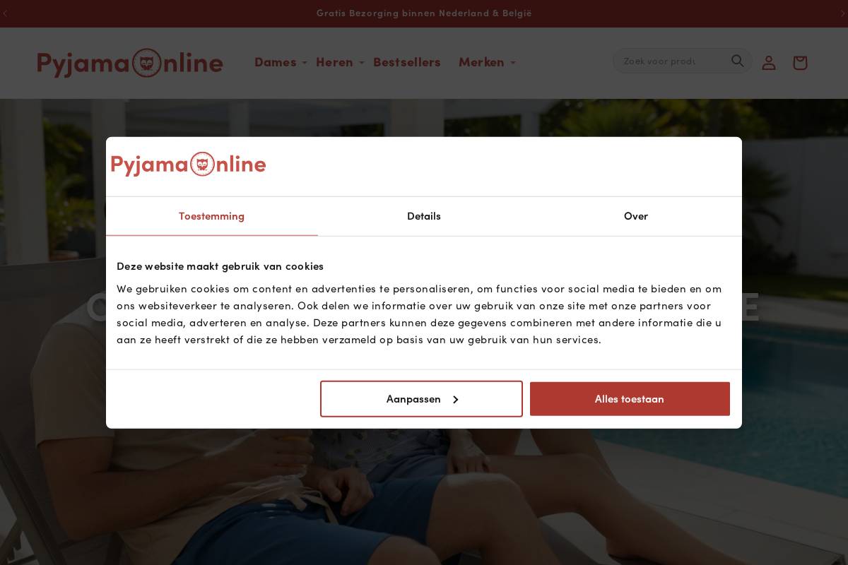 Pyjamaonline homepage screenshot