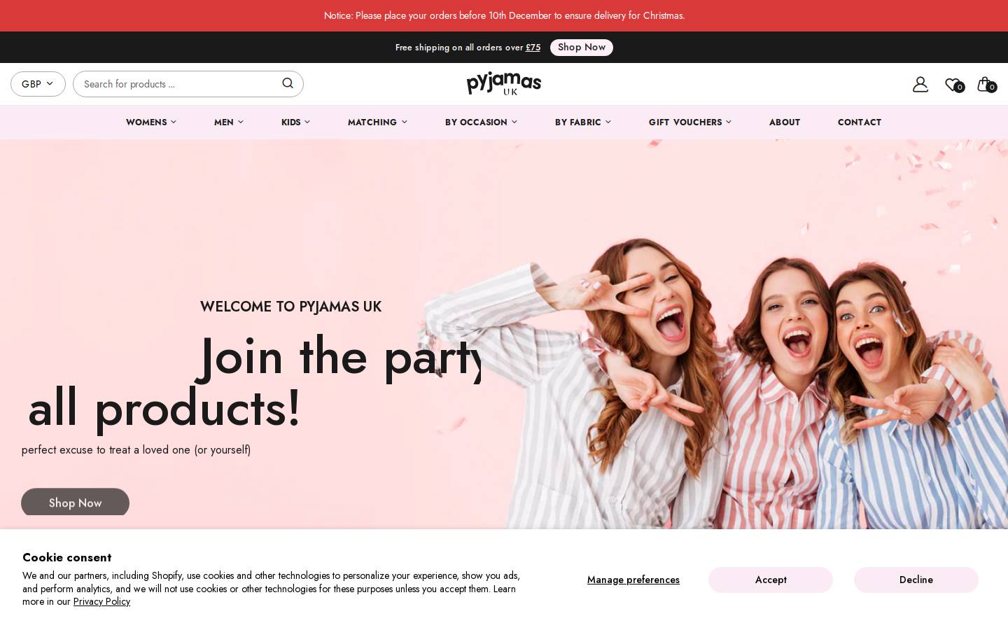 Pyjamasuk homepage screenshot