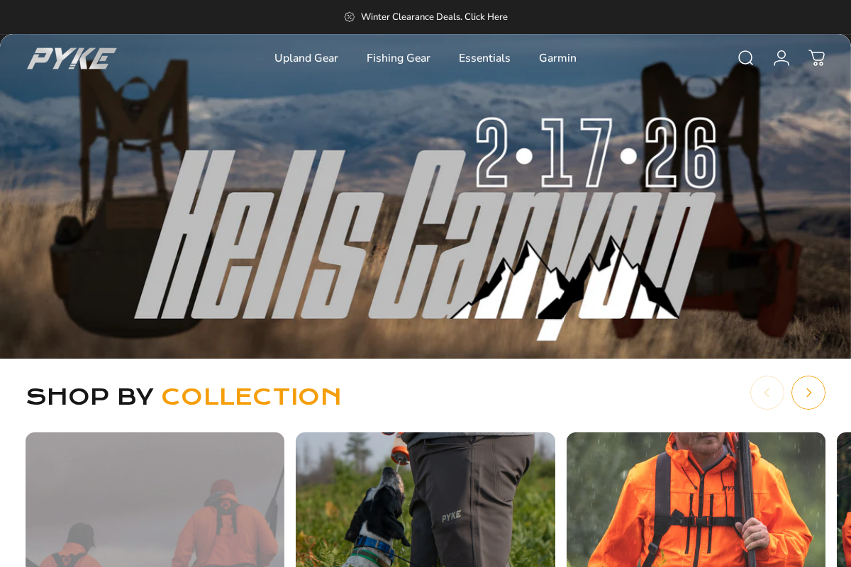 Pyke Gear homepage screenshot