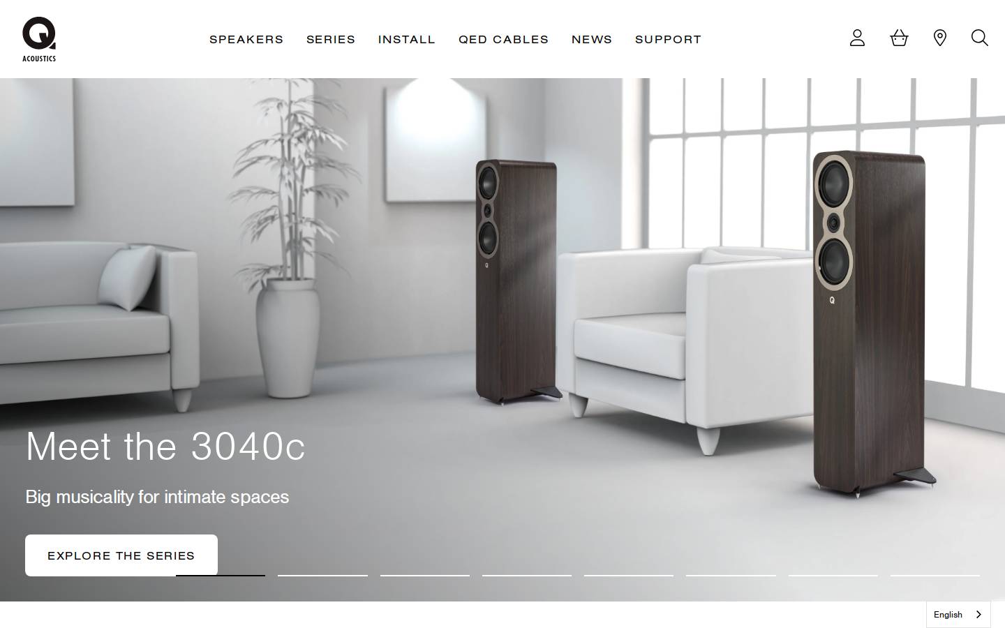 Qacoustics homepage screenshot