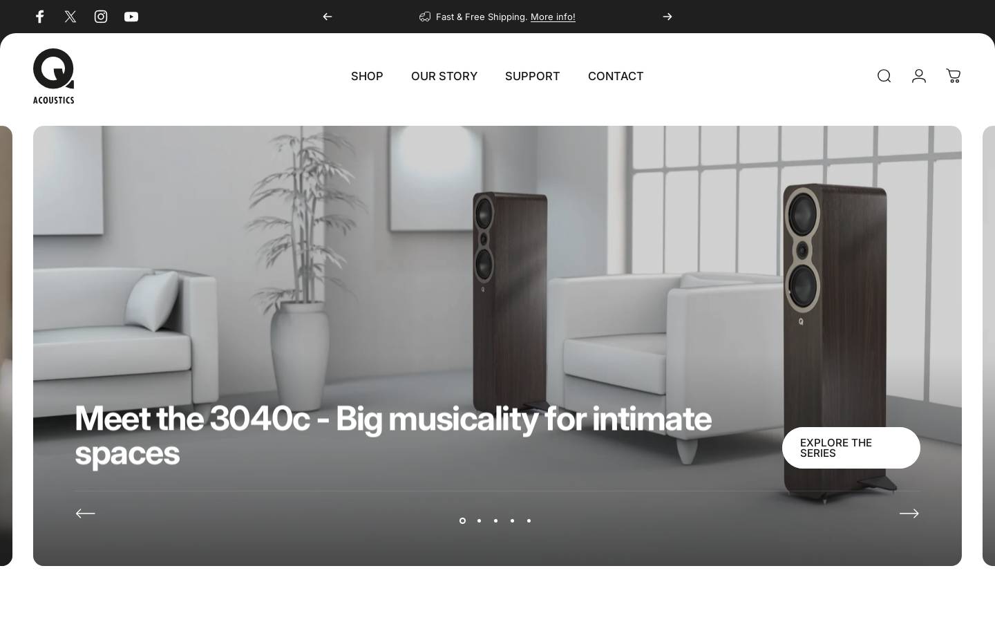 qacoustics.com homepage screenshot