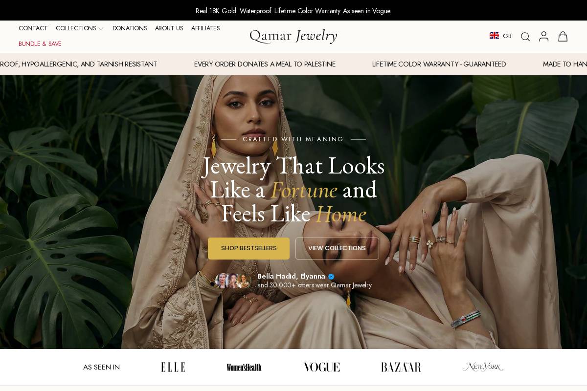 Qamar Jewelry homepage screenshot
