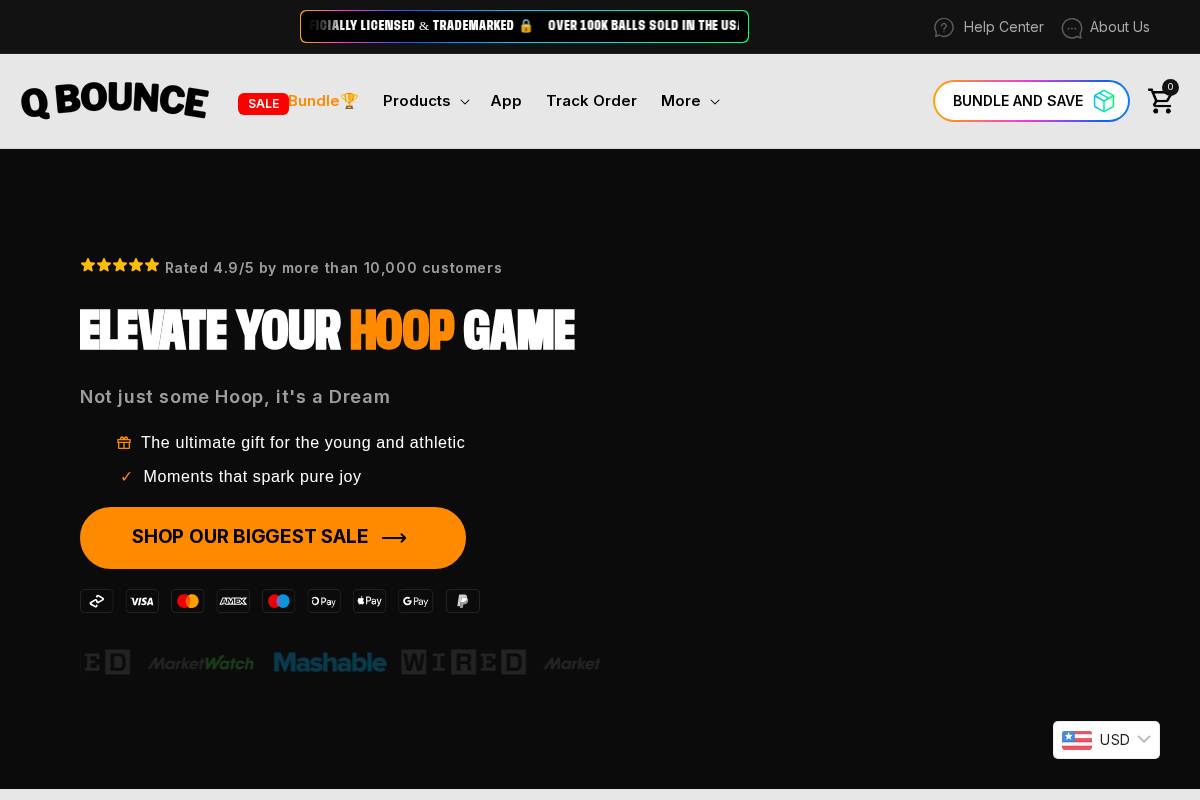 Qbouncesport homepage screenshot