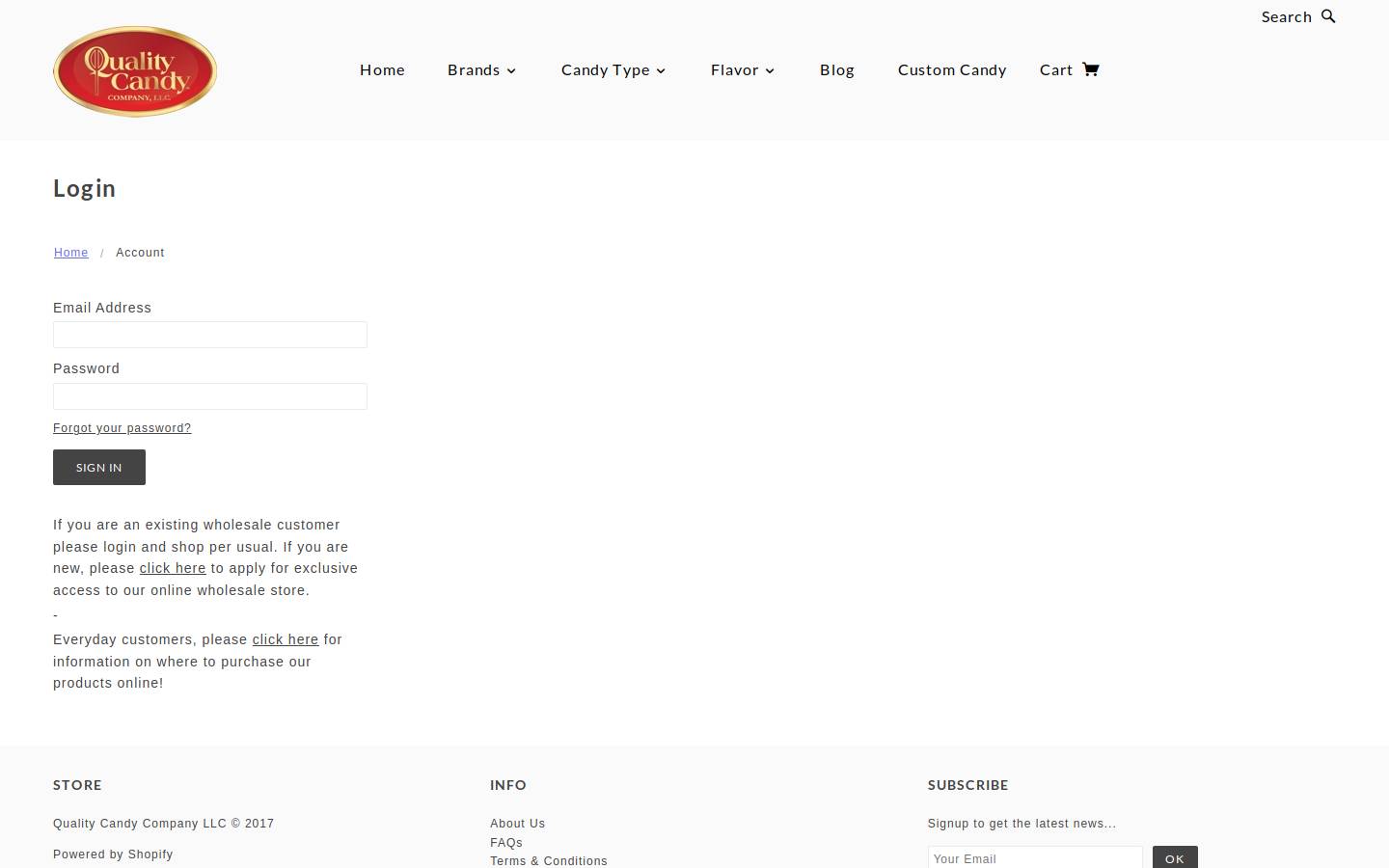 qcandystore.com homepage screenshot