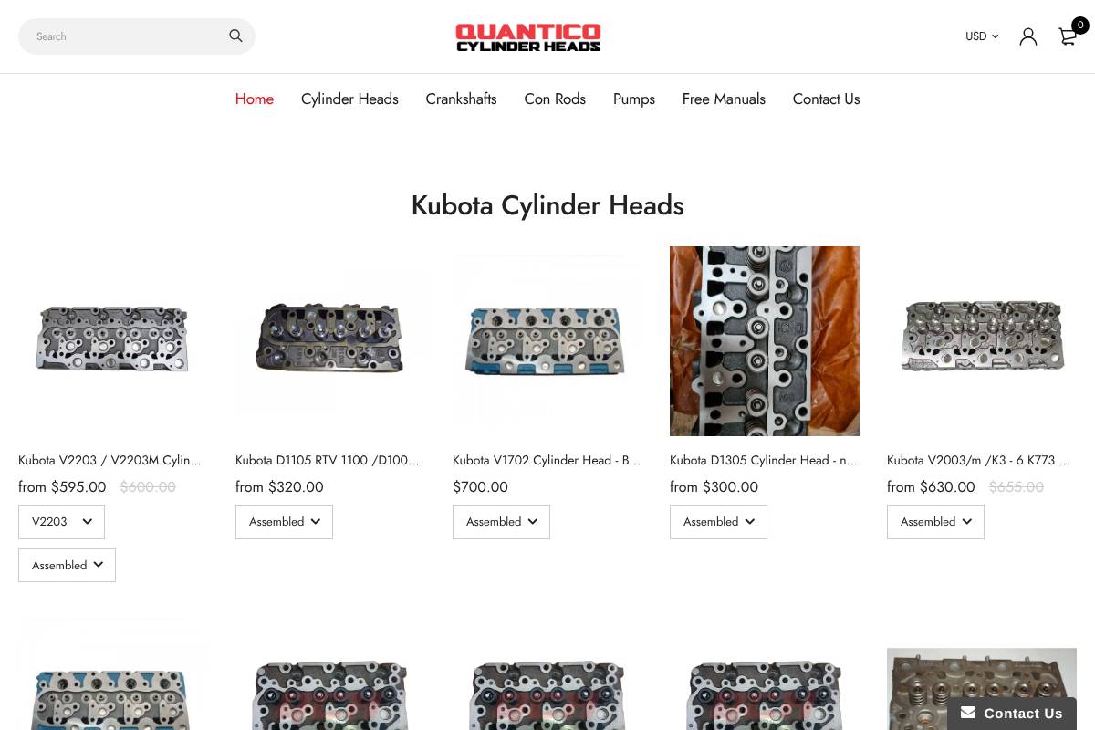 Quantico Cylinder Heads homepage screenshot