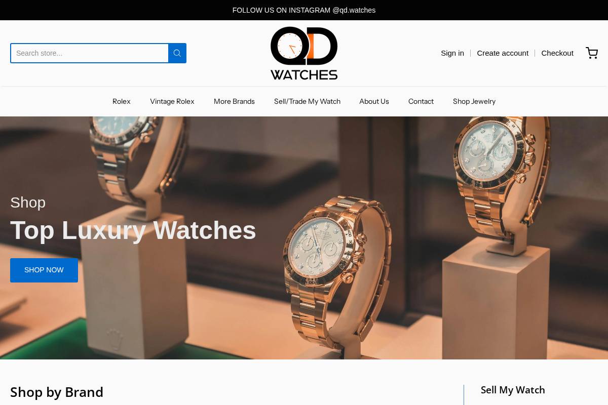 qdwatches.com homepage screenshot