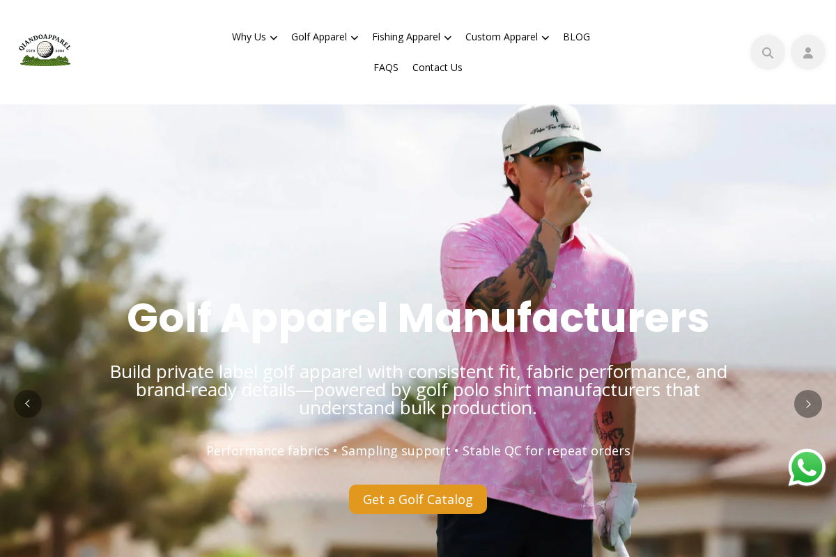 Qiandao Apparel homepage screenshot