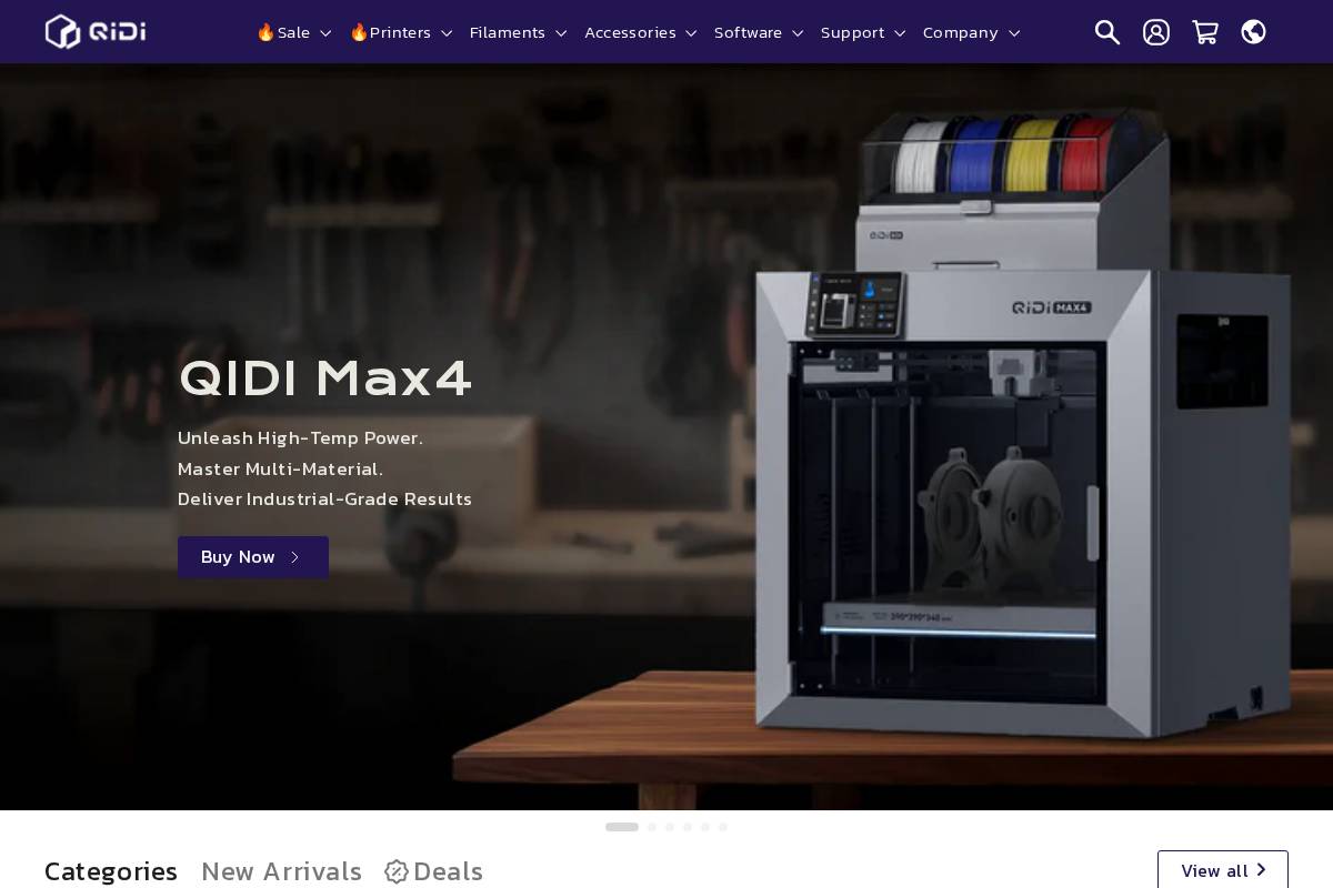 QIDI homepage screenshot
