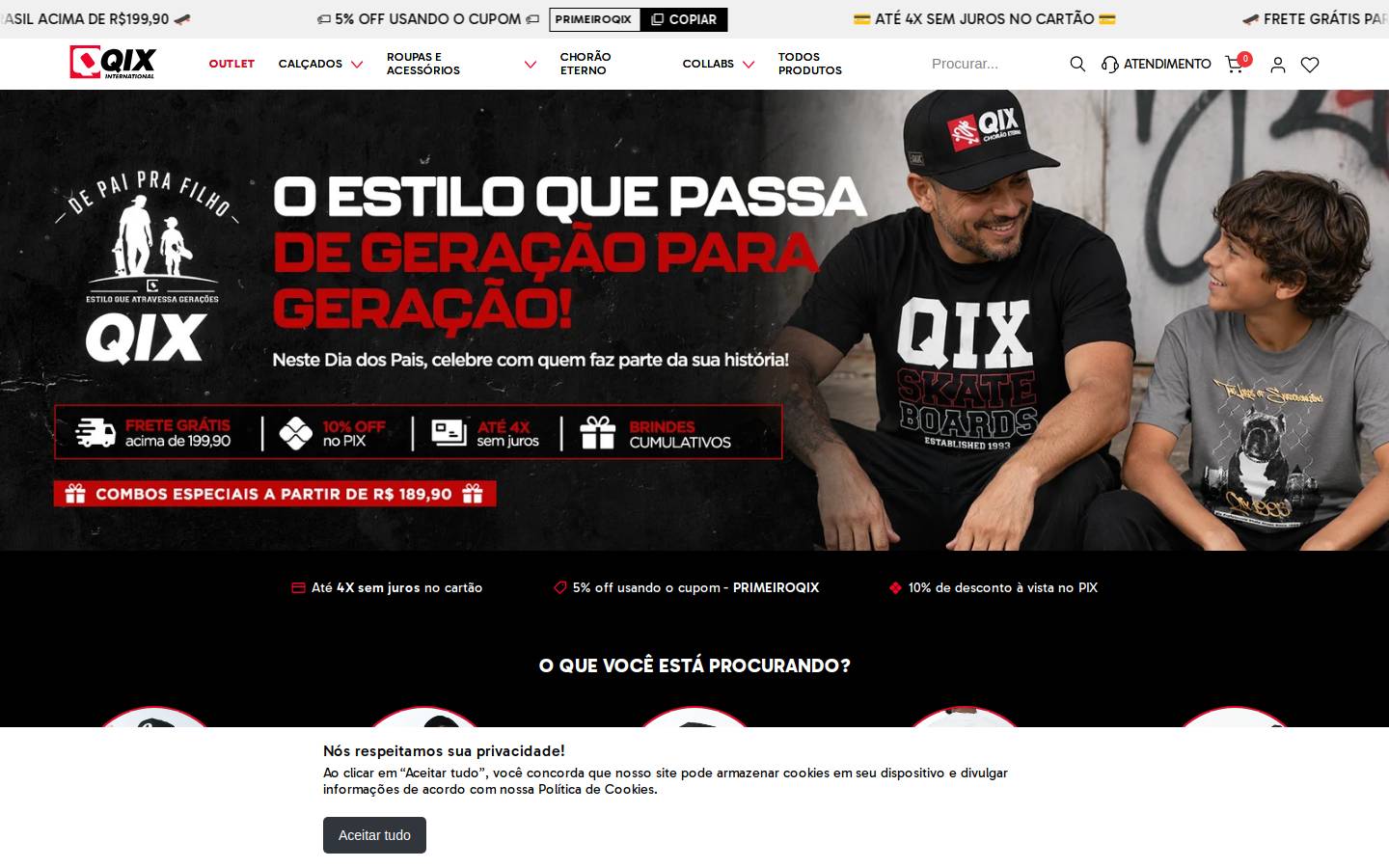 qixskateshop.com.br homepage screenshot