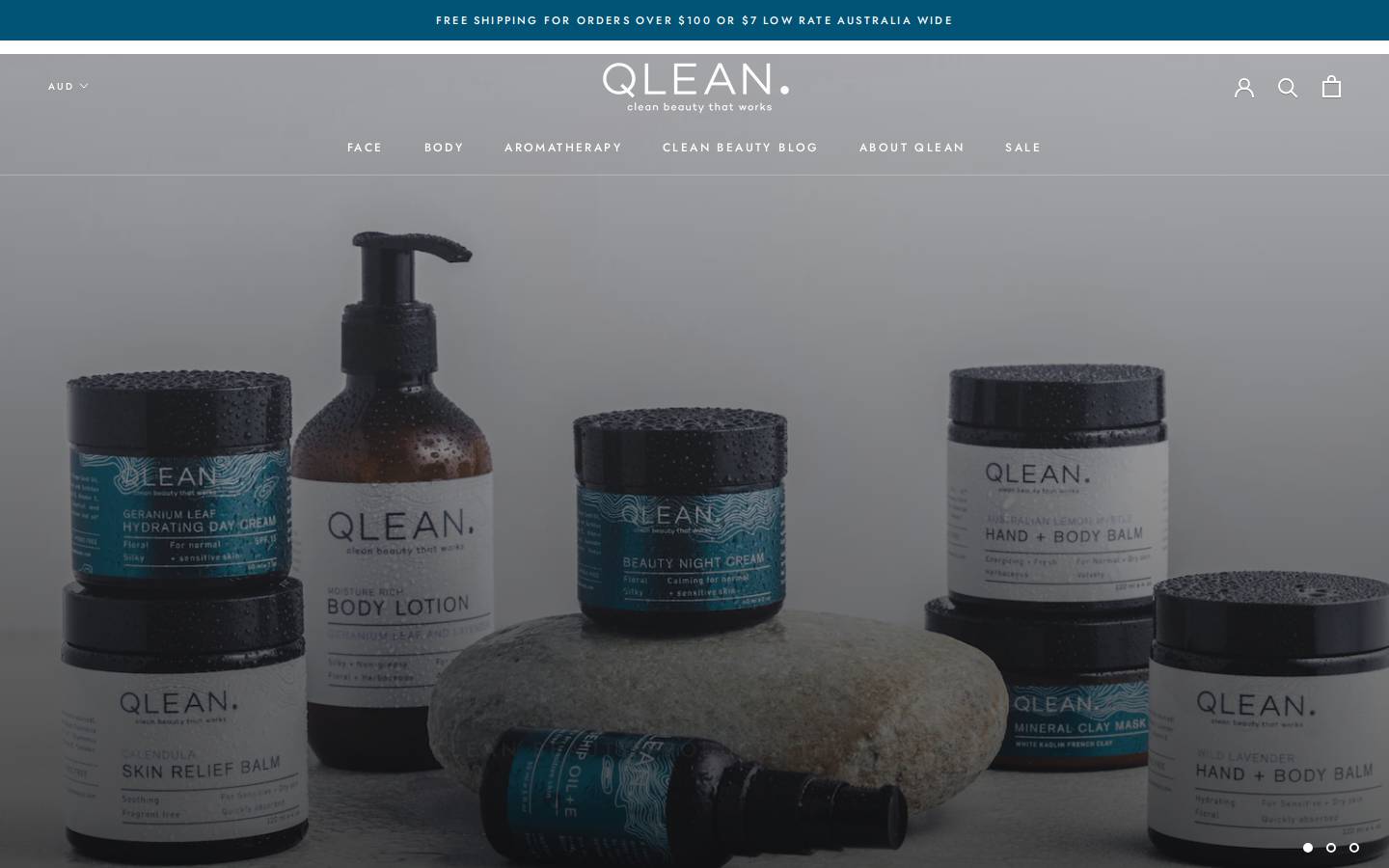 qleanbeauty.com.au homepage screenshot