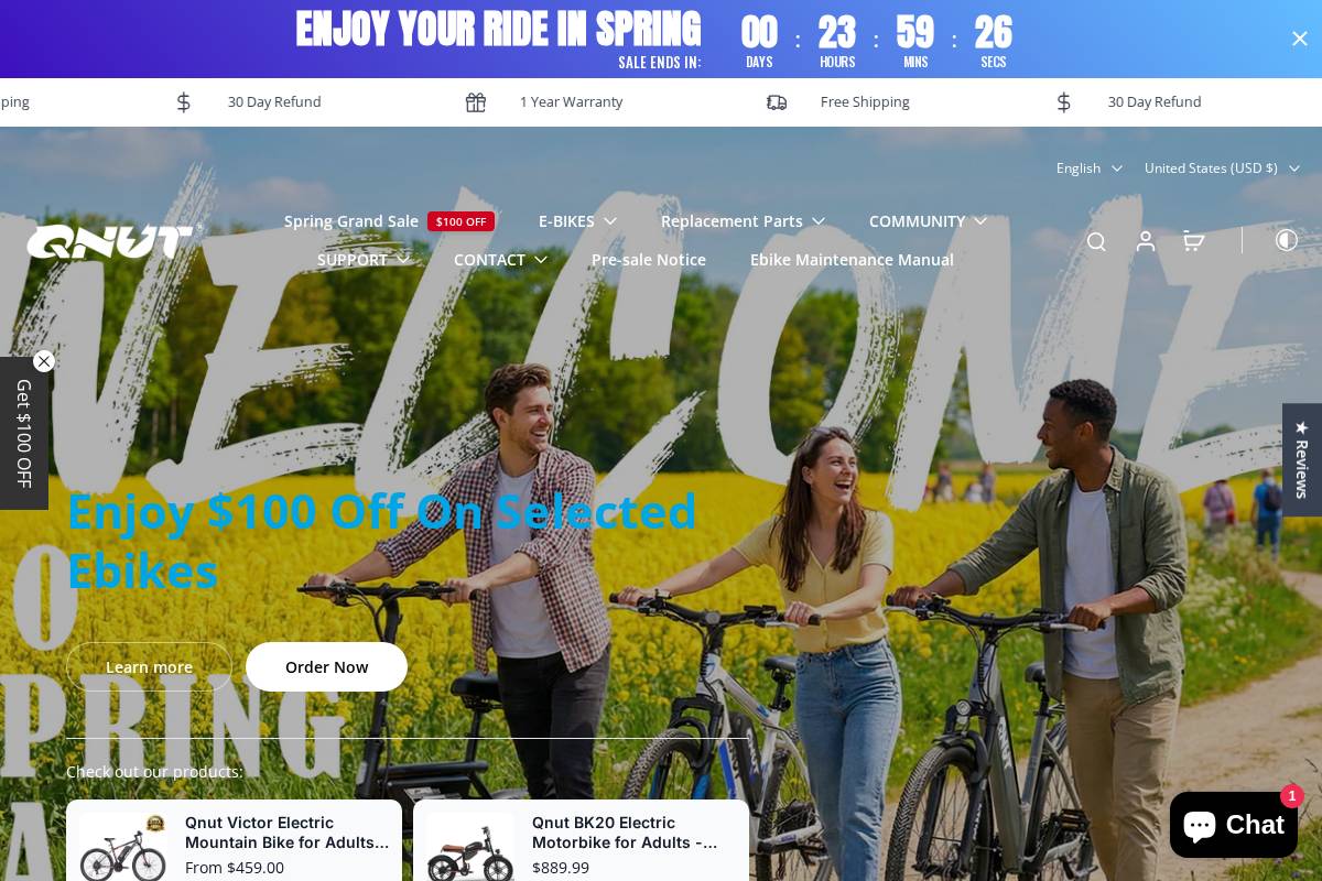 qnutbike.com homepage screenshot