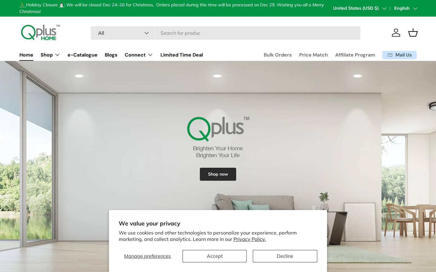 qplushome.com homepage screenshot