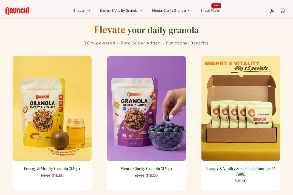 qrunchigranola.com homepage screenshot