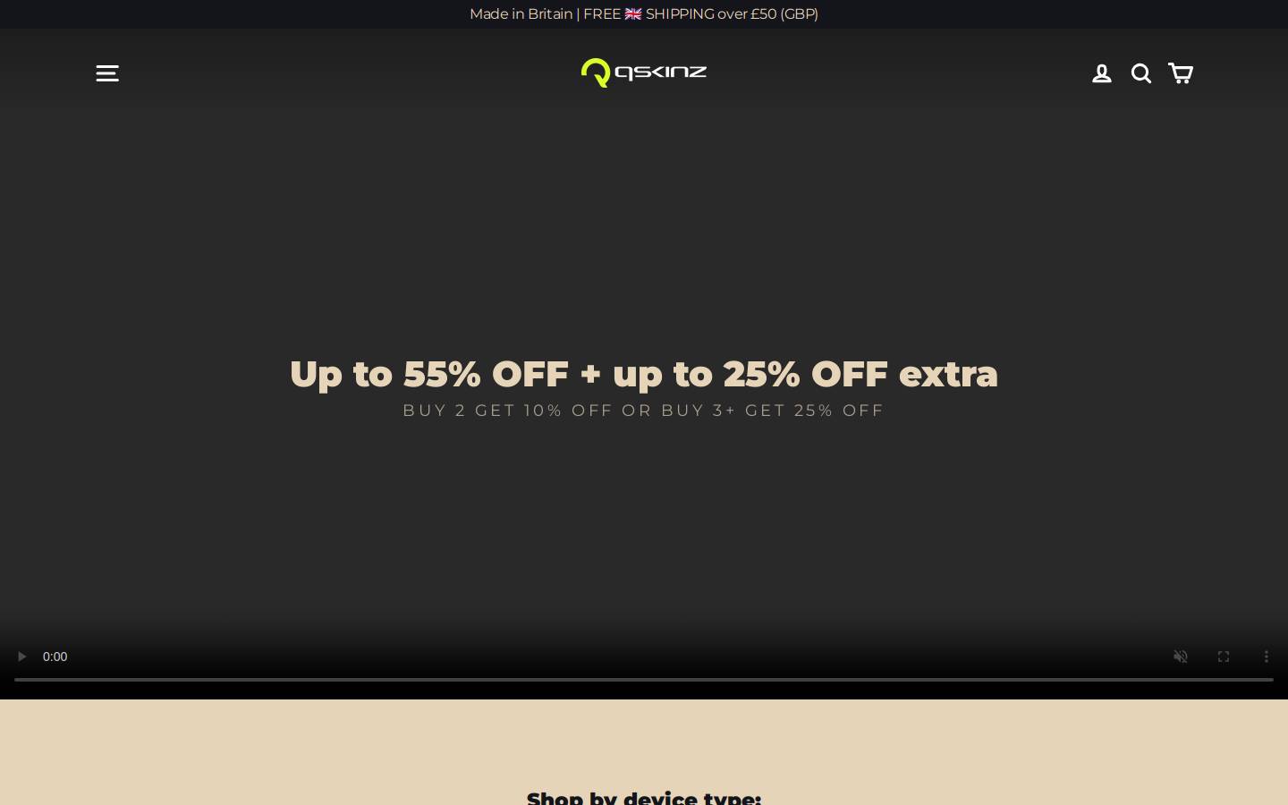 Qskinz homepage screenshot