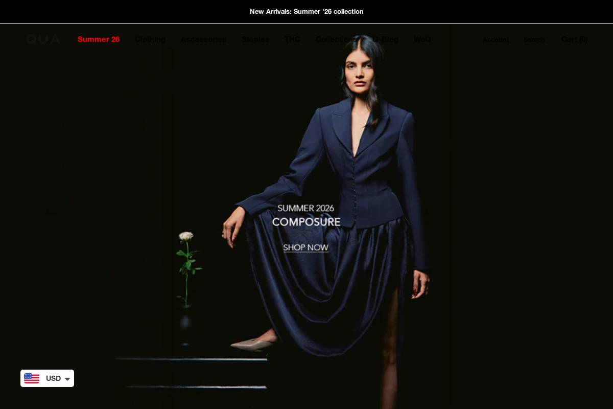qua.clothing homepage screenshot