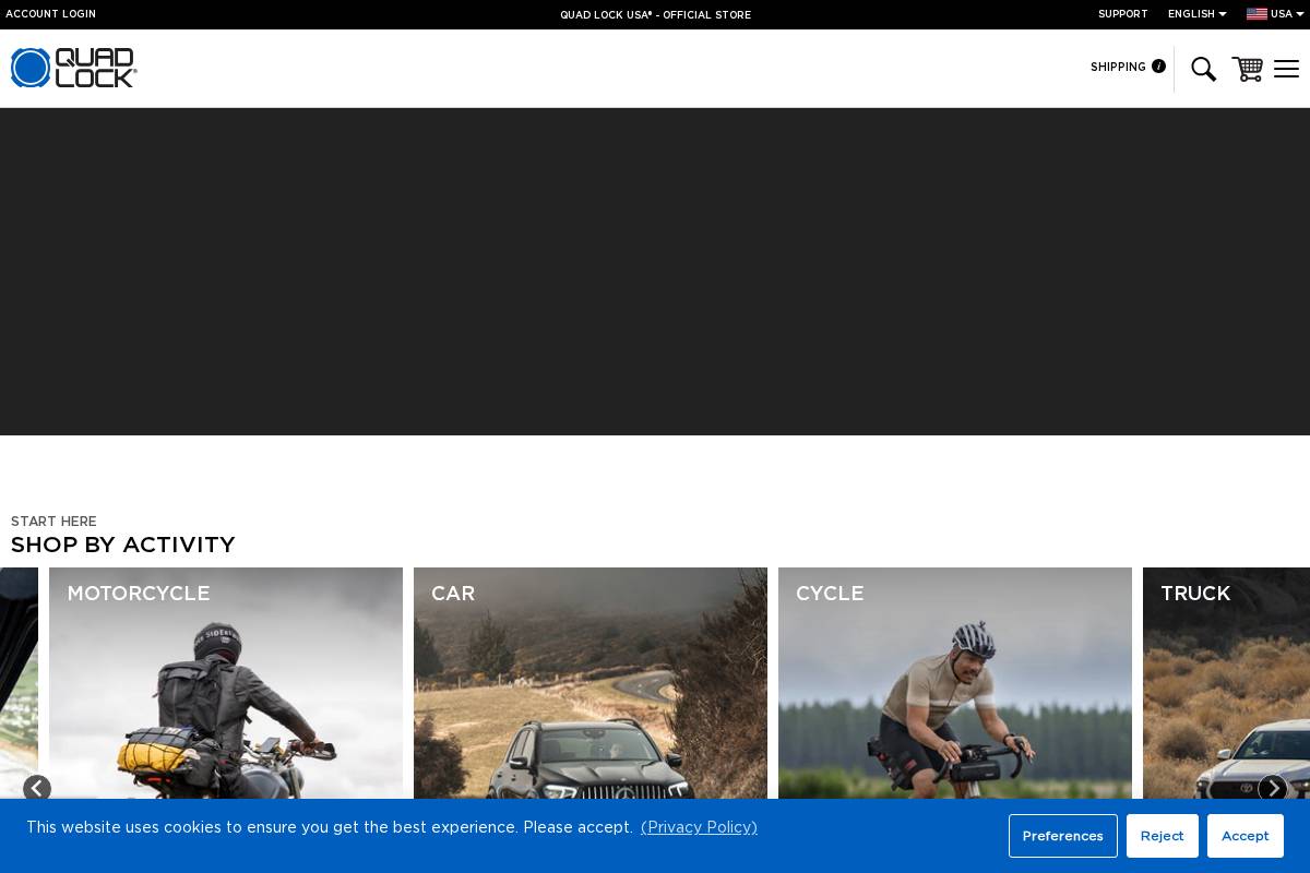 Quad Lock homepage screenshot
