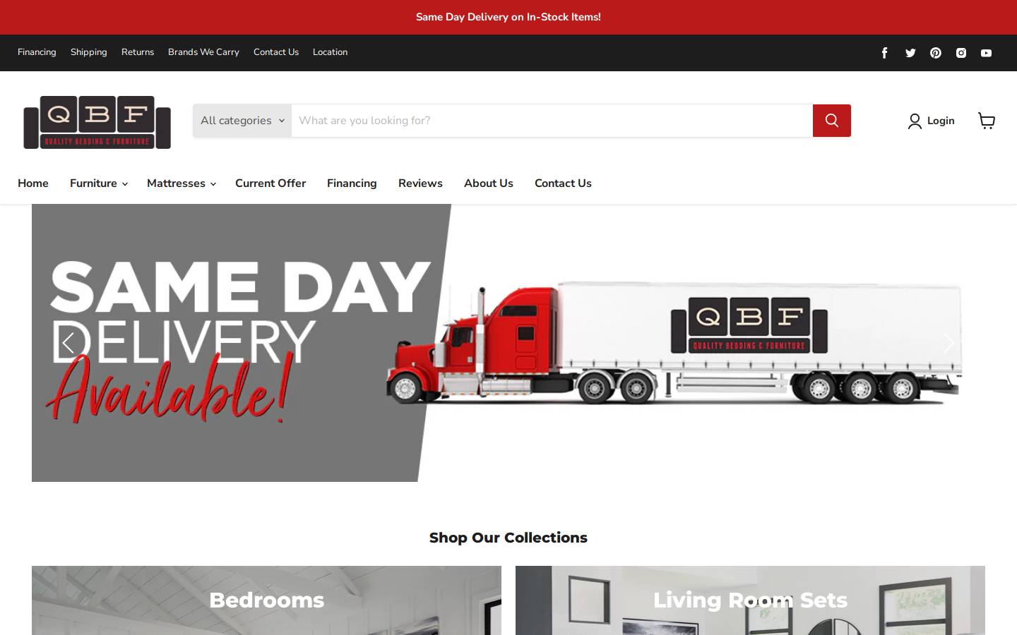 qualitybeddingfurniture.com homepage screenshot