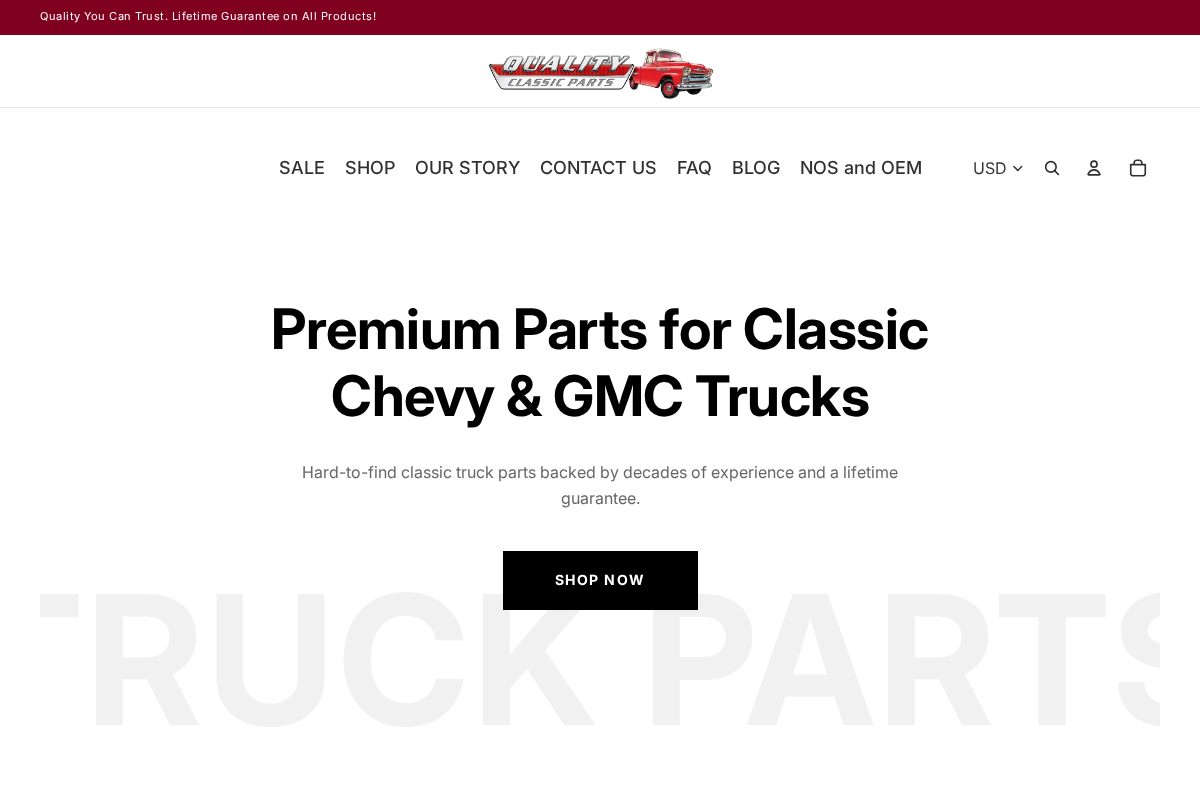 Quality Classic Parts homepage screenshot