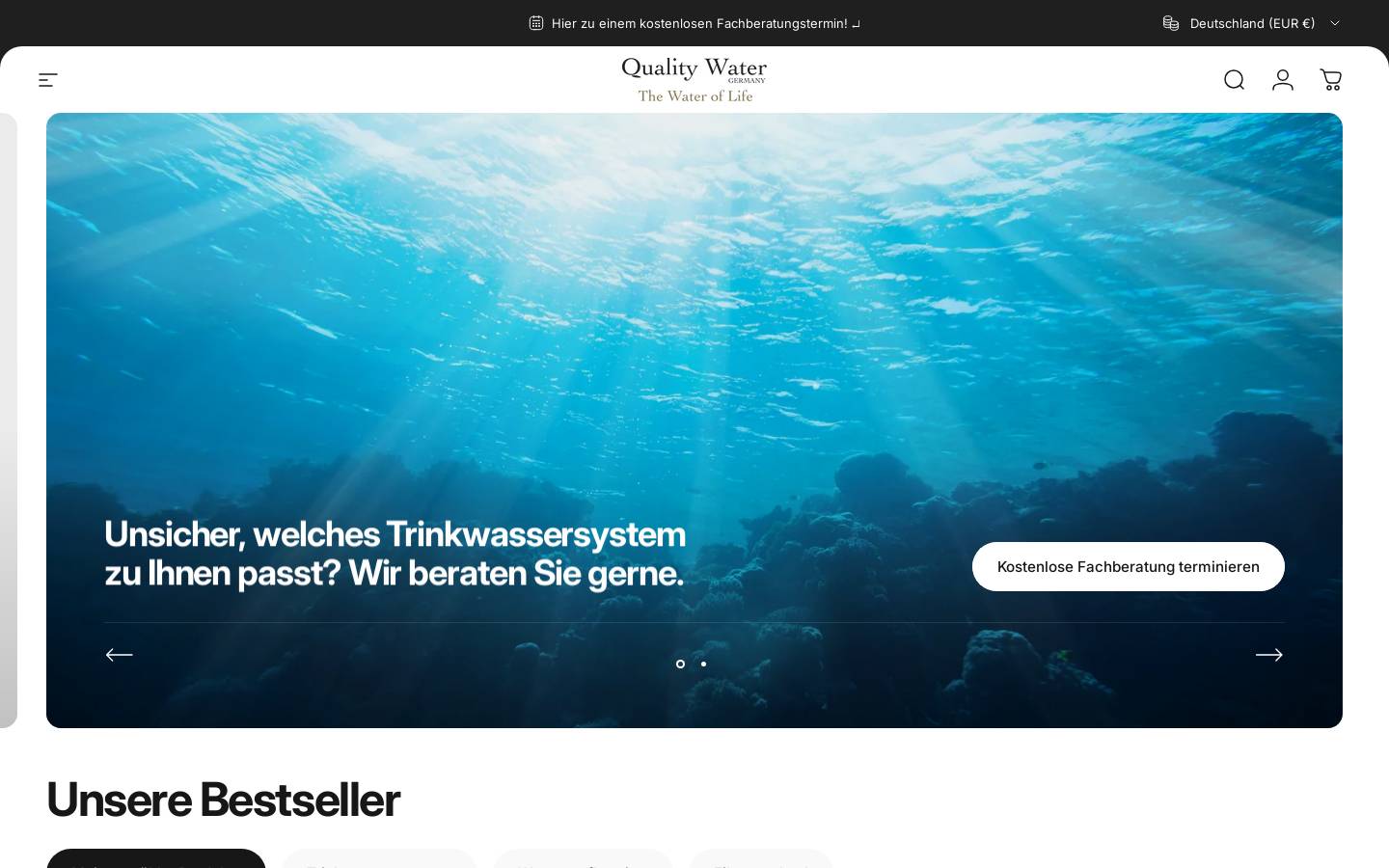 Qualitywater Germany homepage screenshot