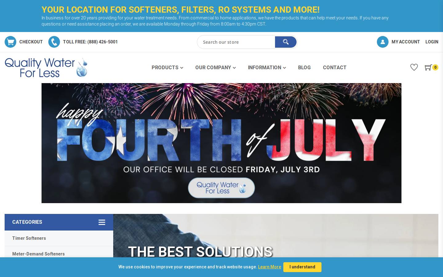 qualitywaterforless.com homepage screenshot