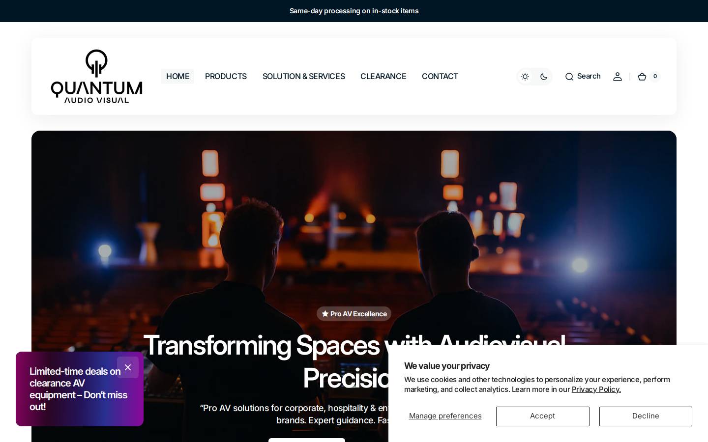 quantumaudiovisual.com homepage screenshot