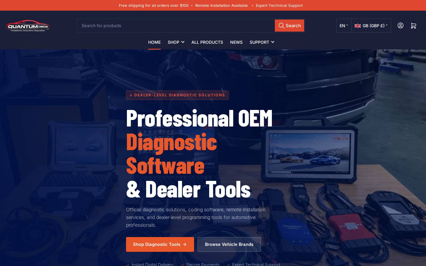 Quantumobd2 homepage screenshot