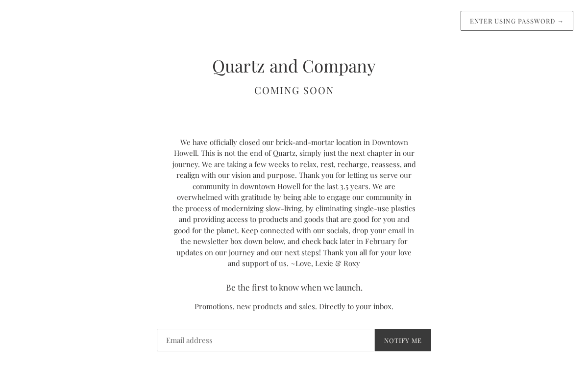 quartzandcompanyusa.com homepage screenshot