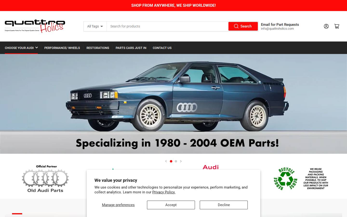 Quattroholics homepage screenshot