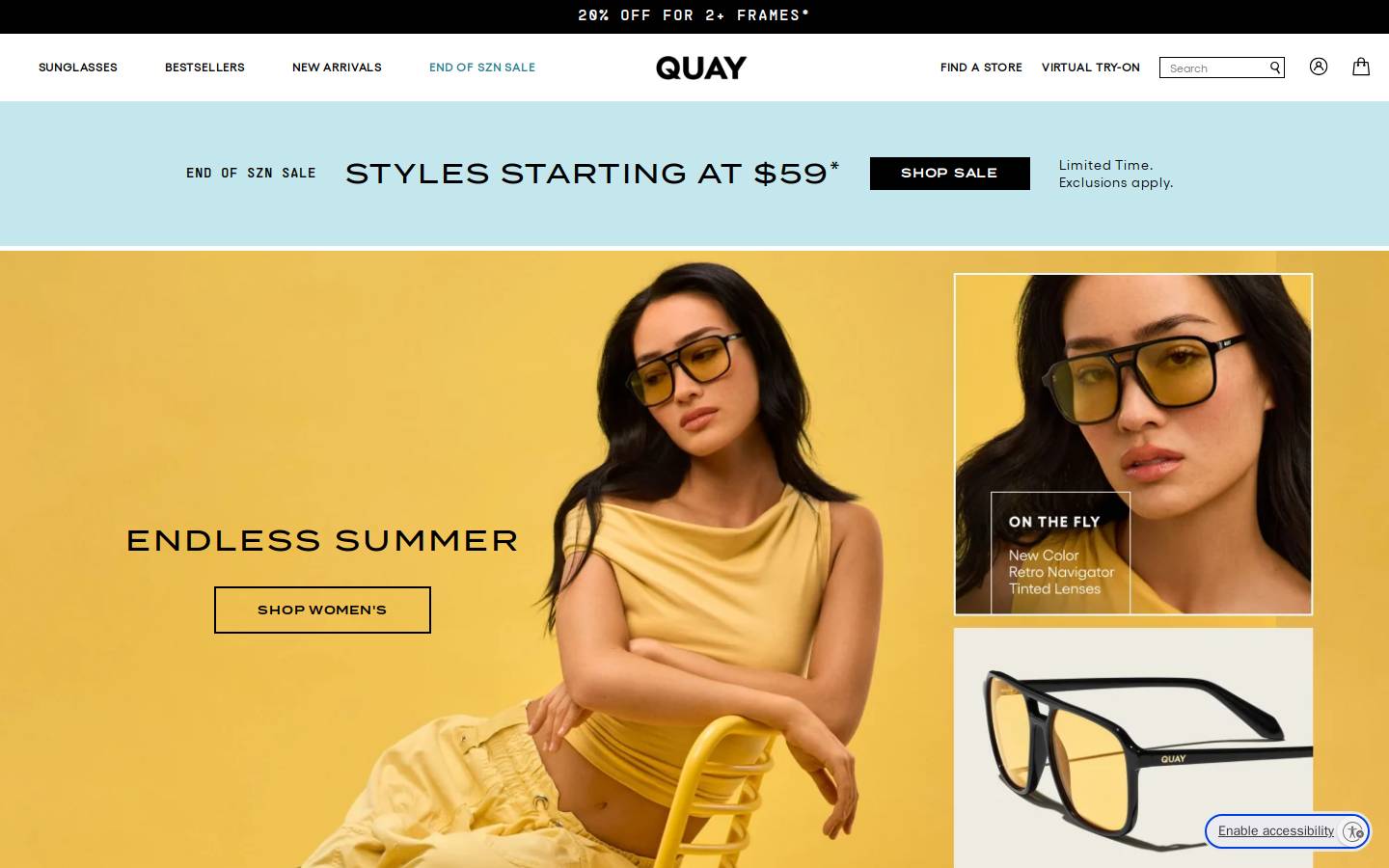 Quay Australia homepage screenshot