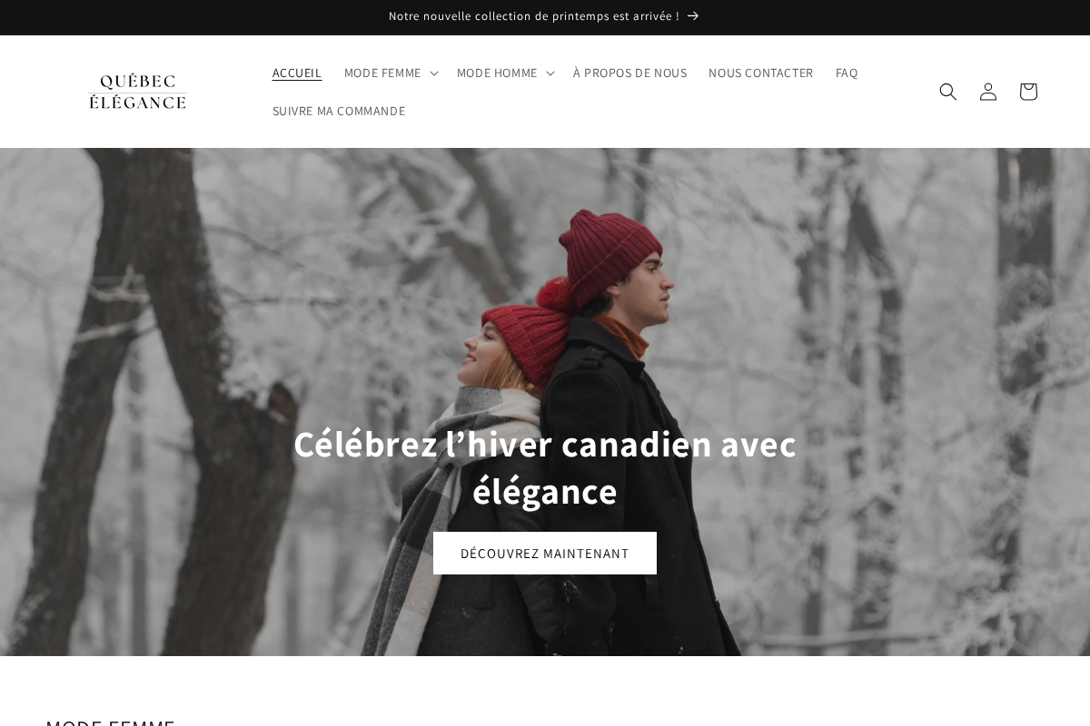 Quebec Elegance homepage screenshot