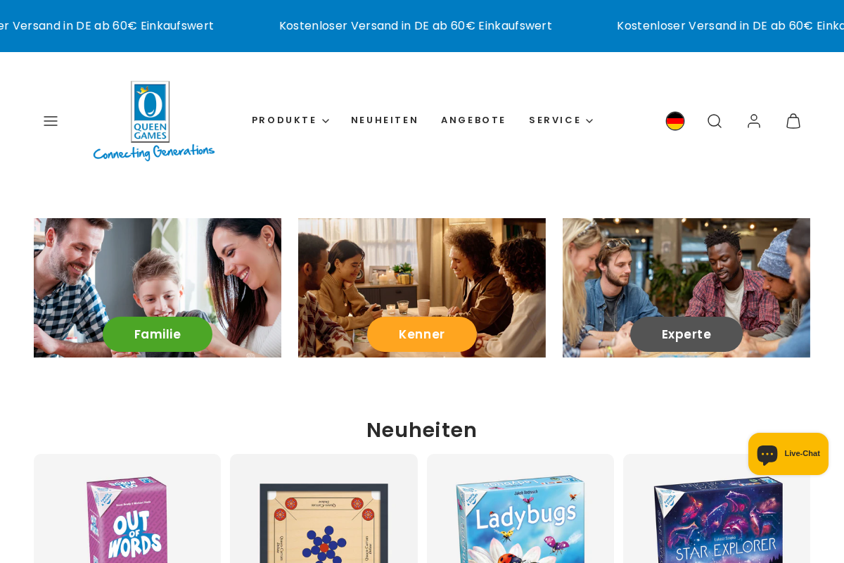 Queen Games Shop homepage screenshot