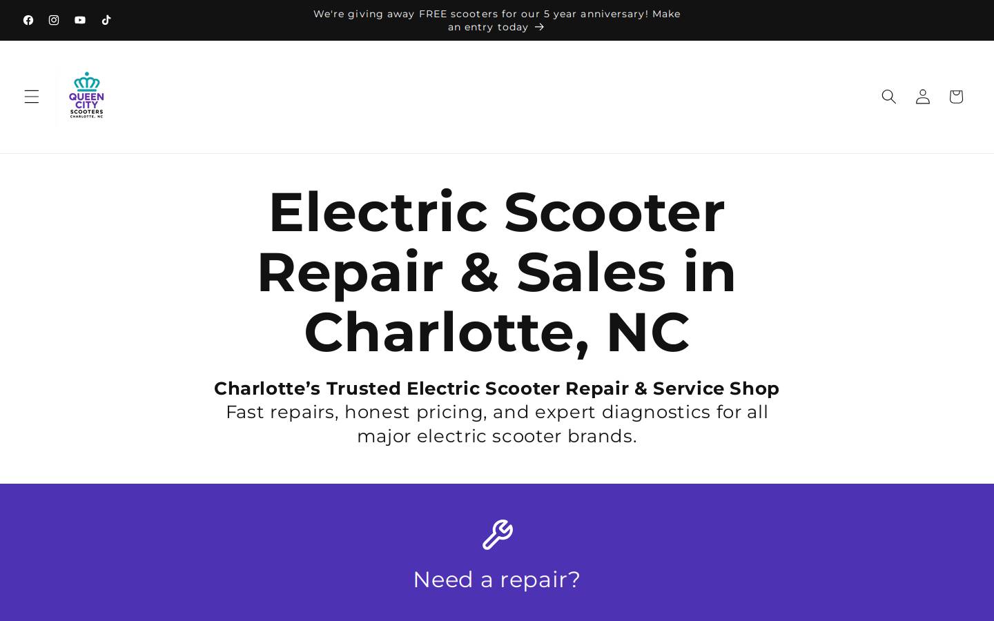 queencityscooters.com homepage screenshot